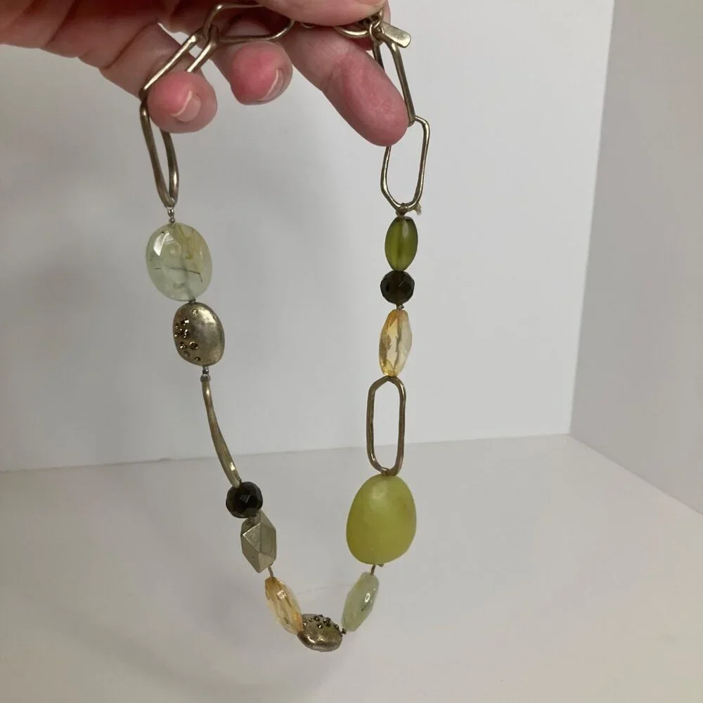 Womens Vintage Sigrid Olsen Lucite Metal Stone Beaded Necklace Earrings Toggle C